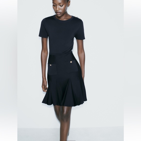ZARA BOX PLEAT MINI DRESS - Picture 4 of 5